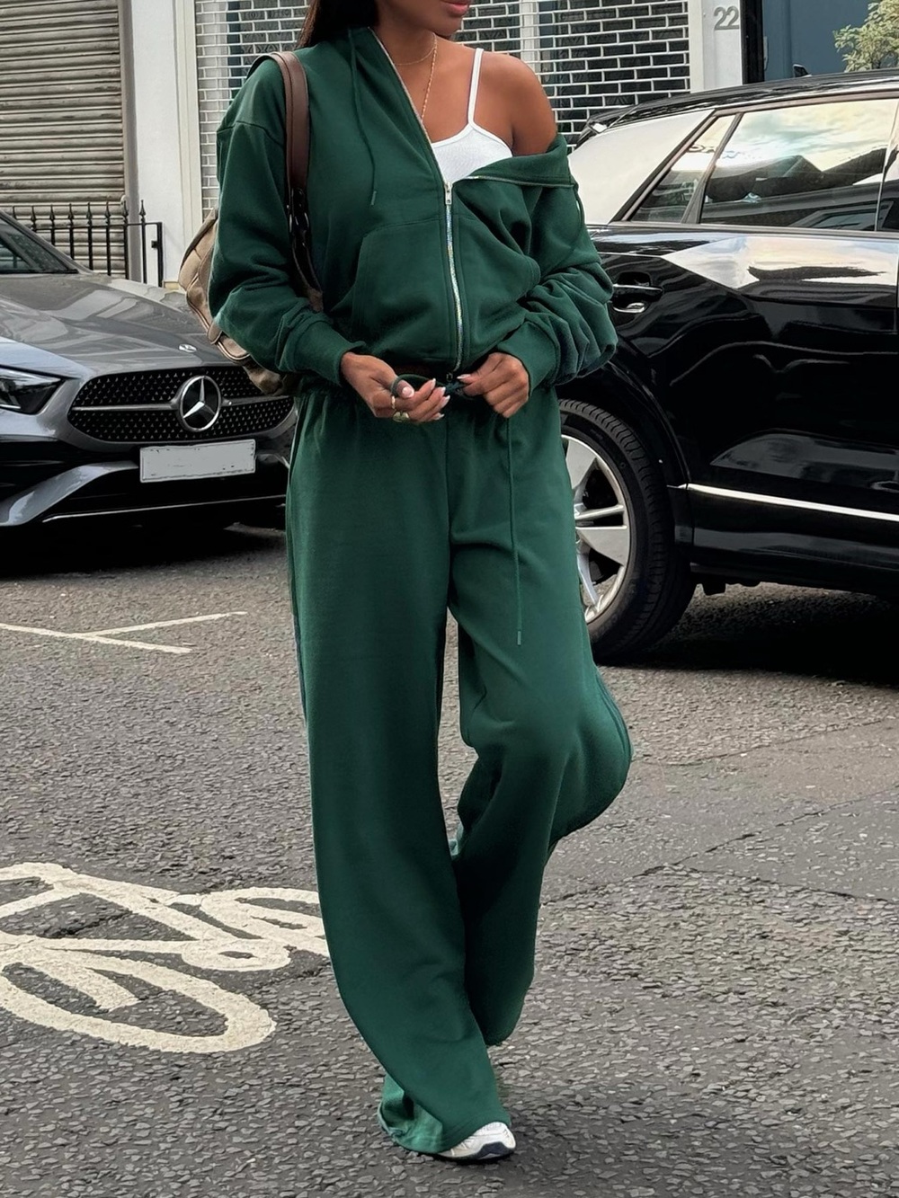Princess Polly All Day Oversized Hoodie & Straight Leg Sweatpants Set in Green